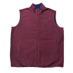 Brooks Brothers 346 Men's Maroon Full Zip Fleece Vest Logo Size Large